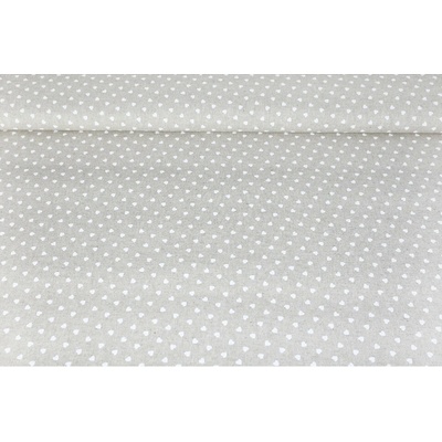 MADE IN ITALY Dekorační látka mini bílé srdíčka na béžovém, š. 140 cm Vícebarevná Šířka 140 cm
