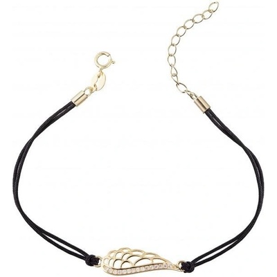 Bangles andělské křídlo se zirkony zlaté & šňůrka 2125