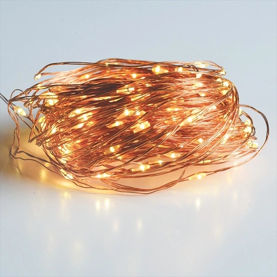 ACA Lighting LED dekorační řetěz 30m 300LED WW 8 funkcí s adaptérem měď [XCW300WWAF44]