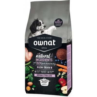 OWNAT Ultra Medium Sterilised - Натурална суха храна с пряснo пилешко и пуешко месо, за кастрирани кучета от средните породи - 14 кг, Испания - 109905