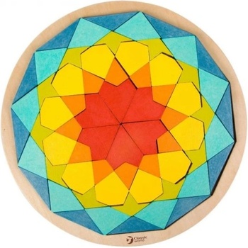 Classic World Дървен цветен пъзел с блокчета Мандала