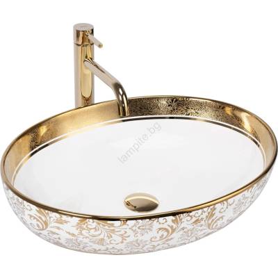 Rea REA-U9650 - Мивка за плот MARGOT 40x52 см керамика/бяла/златна (RE0309)