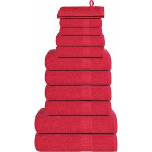 vidaXL Комплект кърпи FROGN от 12 части, червени, 360 г/м2 (137106)