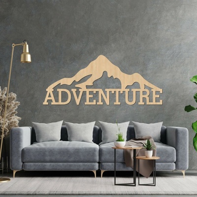 Vyřezávaný dřevěný obraz na stěnu hory - ADVENTURE: HDF - Javor 60 x 25 cm 4406-84813 HDF0406