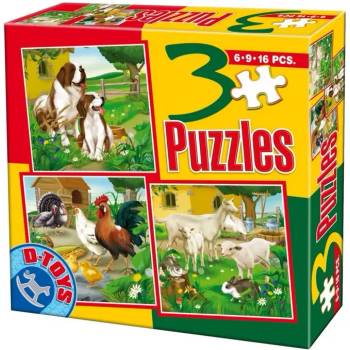 D-Toys - Puzzle 3v1 Pets - 1 - 39 piese