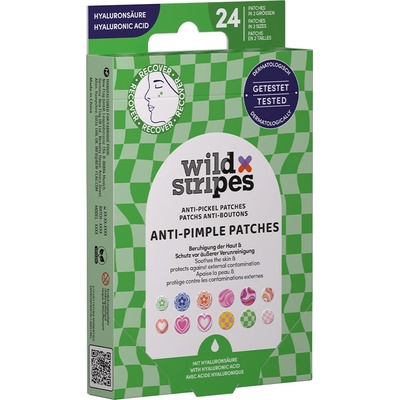 Wild Stripes Náplasti na akné s kyselinou hyaluronovou Groovy protect 24 ks
