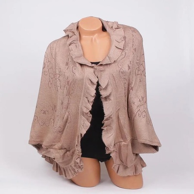 Кашмирено болеро в светлокафяво с къдрички