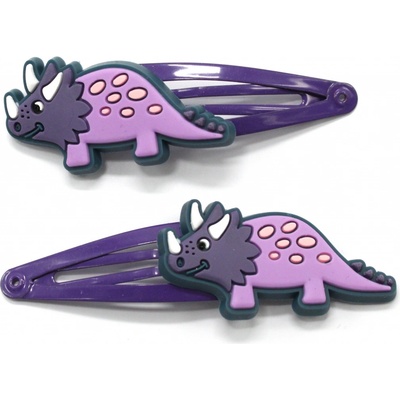 Dětské sponky s dinosaury 2 ks fialová