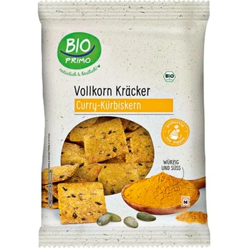 BIO PRIMO Био пълнозърнести крекери - Къри и тиквени семки - 175 г