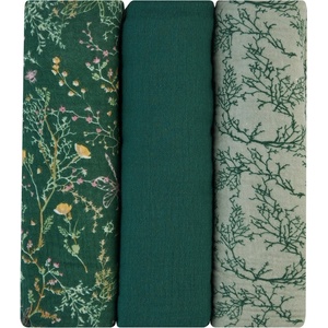 KikkaBoo Комплект 3 бр муселинови пелени 100х100 см Secret Garden Green (31103010104)