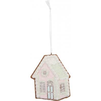 Závěsná dekorace růžová perníková chaloupka Frosted Ginger - 9*1*10 cm - Clayre & Eef