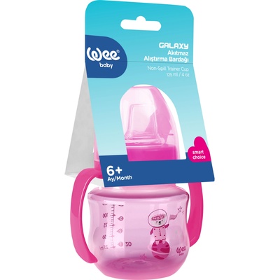 Wee Baby Преходна чаша с дръжки Wee Baby - Galaxy, PP, 125 ml, розова (753)