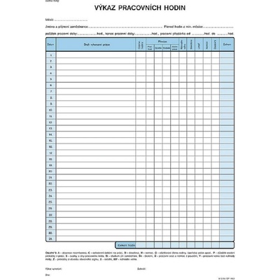 Optys 1152 Výkaz pracovních hodin A4 nepropisovací – Zboží Živě