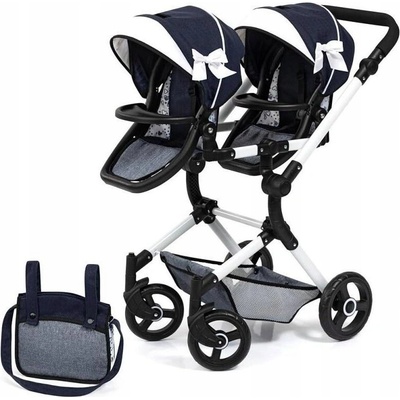 Bayer Design Kočík pre dvojičky bábiky Twin Neo (modro-biely)