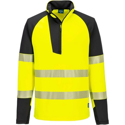 Portwest HI-VIS PW3 T172 Pánska reflexná mikina s 1/4 zipsom HV žltá/čierna