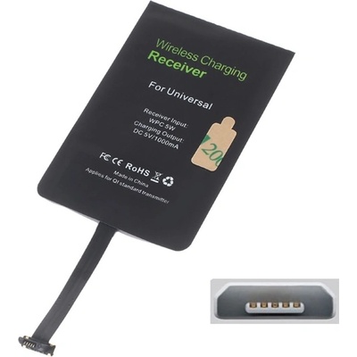 gigapack Адаптер за безжично зареждане с горен порт за зареждане microUSB, ЧЕРЕН GP-66871 (GP-66871)