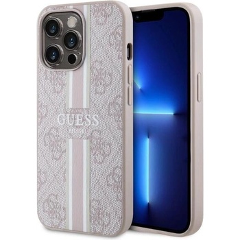 GUESS Guess GUHMP13LP4RPSP 4G Printed Stripes MagSafe Калъф за iPhone 13 Pro / 13 6.1", розов (GUHMP13LP4RPSP)