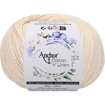 Anchor Cotton 'n' Linen 00002 Pearl Плетене на една кука прежда (4680004-00002)