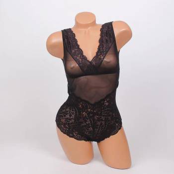 Image 1 of Дамско боди в черно от тюл с дантела - бикина