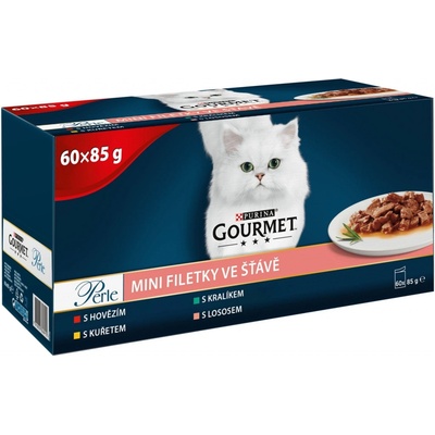 Gourmet Perle hovädzie kuracie králičie lososové v šťave 60 x 85 g