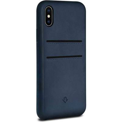 Twelve South Relaxed Wallet Leather Clip - кожен (естествена кожа) кейс за iPhone XS, iPhone X (тъмносин)