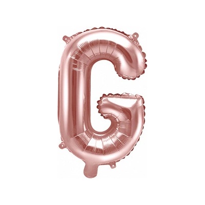PartyDeco Fóliový balón Mini Písmeno G 35 cm ružovo zlatý