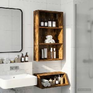 vidaXL Банен стенен шкаф Пушена Дъб 40 x 14 x 70 см (889363)