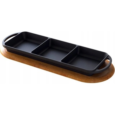 Lava Metal Trio liatinový pekáčik s dreveným podstavcom 12x33cm