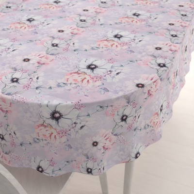 Biante Dekorační oválný ubrus PML-068 Růžové květy na šedofialovém 120x200 cm