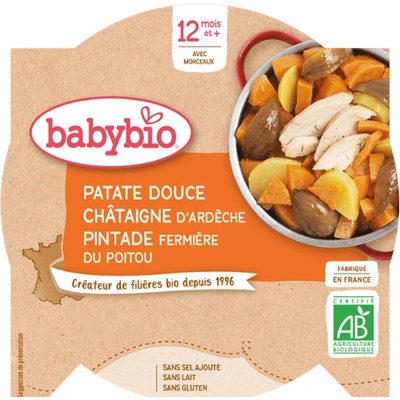 Babybio Menu sladké brambory s kaštanovým pyré a farmářskou perličkou 230 g