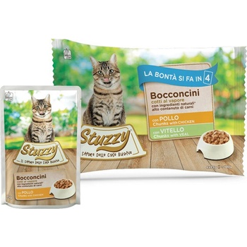 Stuzzy Cat Chunks kuracie a teľacie kúsky 4 x 85 g