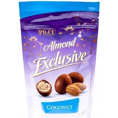 Poex Almond Exclusive Coconut jadrá mandlí v bielej a mliečnej čokoláde 150 g