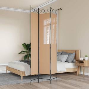 vidaXL 3-панелен параван Бежово 120 x 220 cm Текстил (42039203)