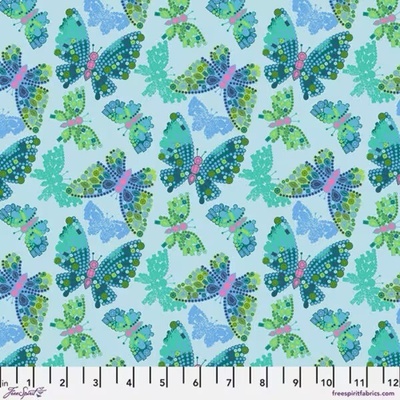 Bavlněná látka motýli modrá | Stacy Peterson – Market Days – Butterfly Brooch Sky