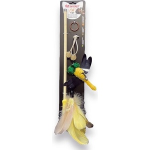 PETINTEREST Cat Toy Bamboo Stick With Silverine Yellow Dragonfly играчка за котки тип въдица