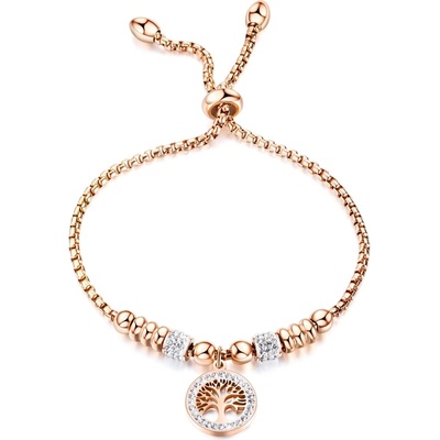 Šperky eshop náramek z měděné oceli strom života v obruči ze zirkonů SP70.03