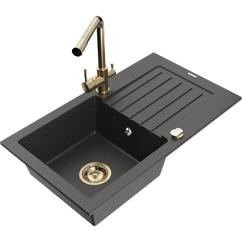 Mexen Pablo гранитна мивка с 1 отделение с отцедник и кухненски смесител (6510-76-671600-50)