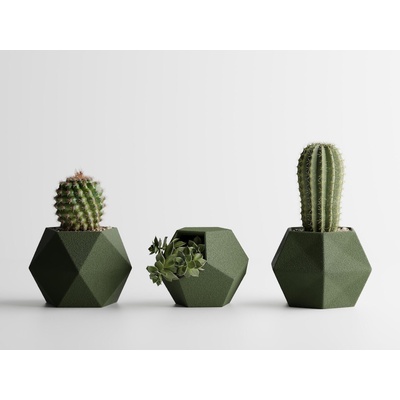 Комплект 3 броя кашпи Atina тъмнозелен мат