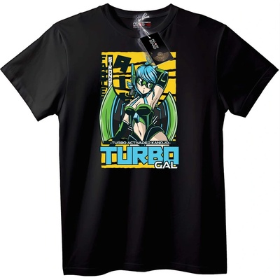 NOONEBRAND Тениска Турбо Момиче Аниме - 2XL, Black
