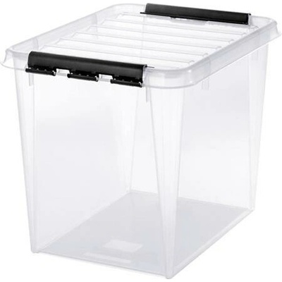 Smartstore Úložný box, plastový, 52 l čierne úchytky Classic 50 priehľadná