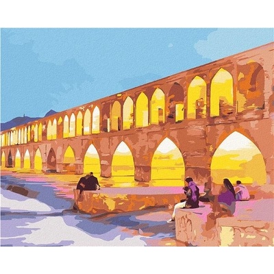 zuty Malování Podle Čísel Osvětlený Allahverdi Khan Most V Íránu 40 x 50 Cm Plátno Rám