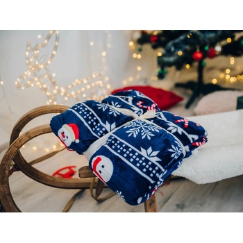 Textilomanie Vianočná tmavomodrá baránková deka z mikroplyšu Frosty 160x200