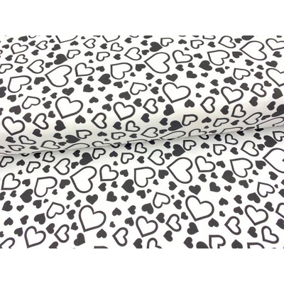 Mirtex Plátno DOMESTIK 145/16868-21 Srdíčka Černá šíře 150cm Ceník: METRÁŽ: od 1 metrů