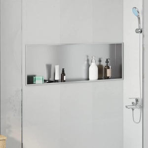 vidaXL Нишата за душ Сребристо 90 x 30 x 9, 5 см Неръждаема стомана (42012677)