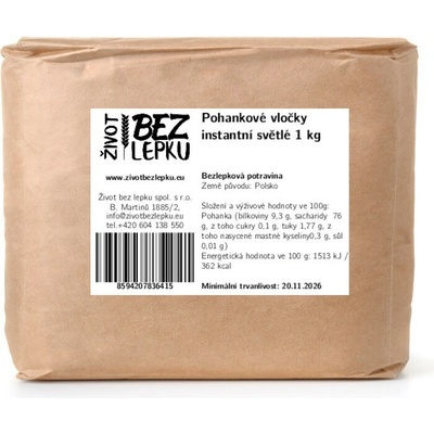 Život bez lepku Pohánkové vločky instantné svetlé 1 kg
