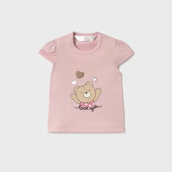MAYORAL Тениска къс ръкав в розово с мече за бебе момиче Майорал