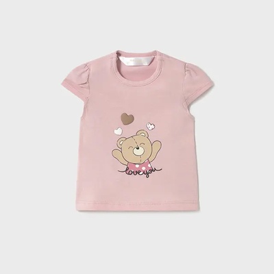 MAYORAL Тениска къс ръкав в розово с мече за бебе момиче Майорал