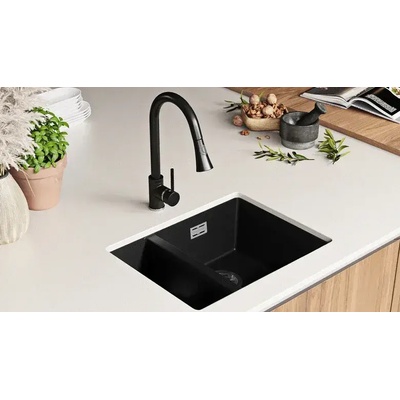 Твоят Стил Черна кухненска гранитна мивка за вграждане Лондон 60 Duo 560 x 470 мм