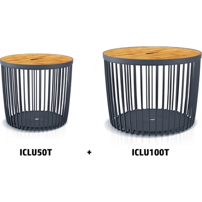 Prosperplast Set 2 univerzálních košů CLUBO s bambusovými víky 50+100l antracit