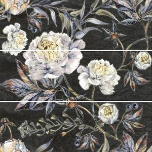 KAI GROUP ДЕКОР nero flowers 3483 r 24.4х74.4 r СЕТ 3бр (3483)